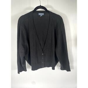 NWT Modcloth Cropped Vneck Knit Button Up Cardigan Black Size 4X Capsule Staple